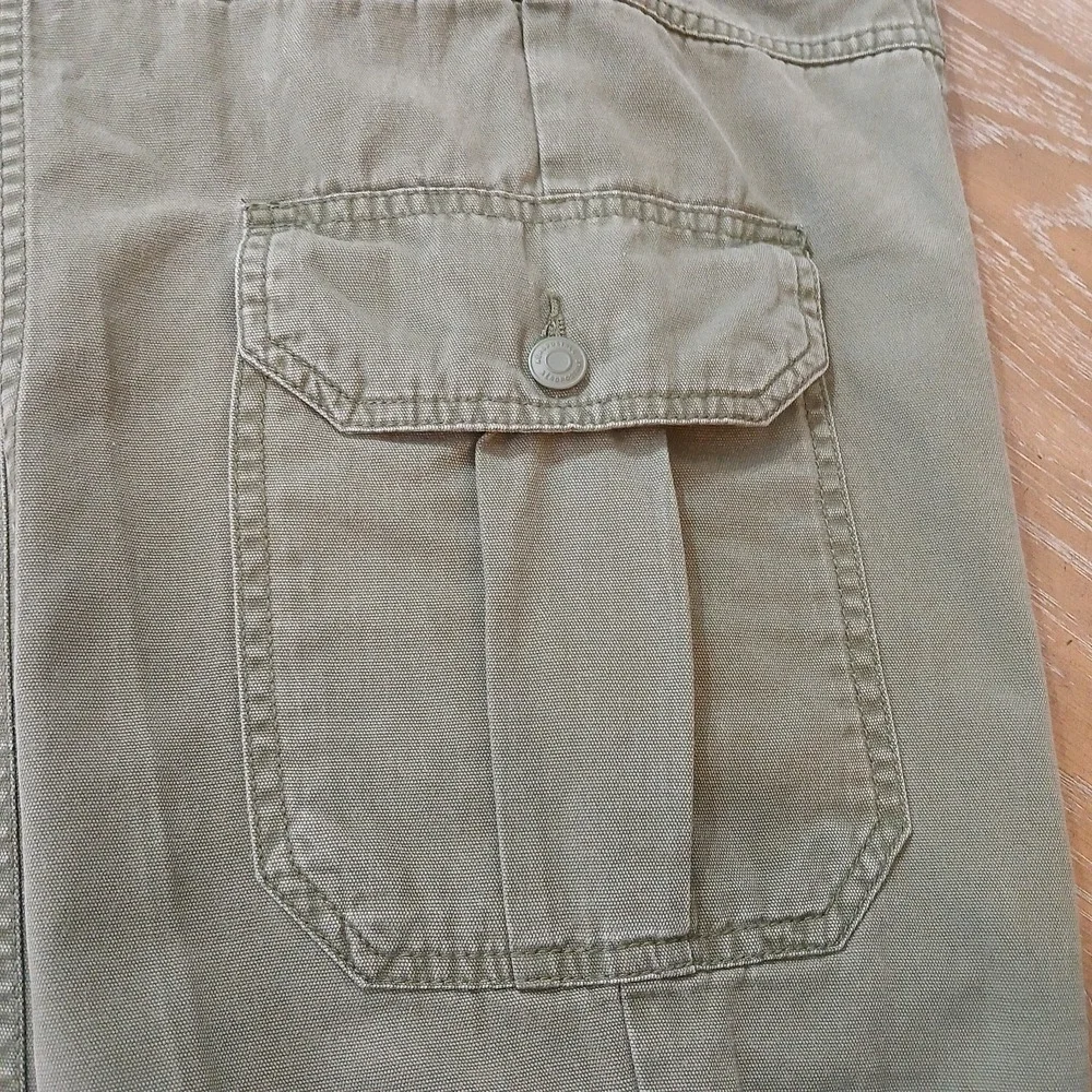 Aeropostale Men Cargo Pants SzS Olive Drawstring Hem Cotton Outdoors Hiking